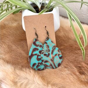 Teardrop Turquoise and Brown Earrings (Large)